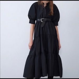 Zara Black tier midi dress